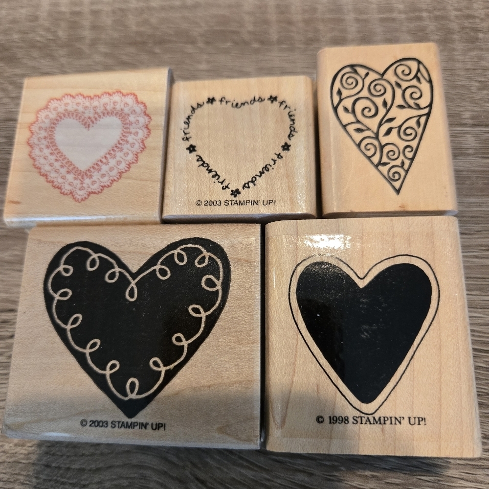 Stampin' Up! Heart Wooden Stamp *COLLECTORS* - Black and Red Designs 1998~2003